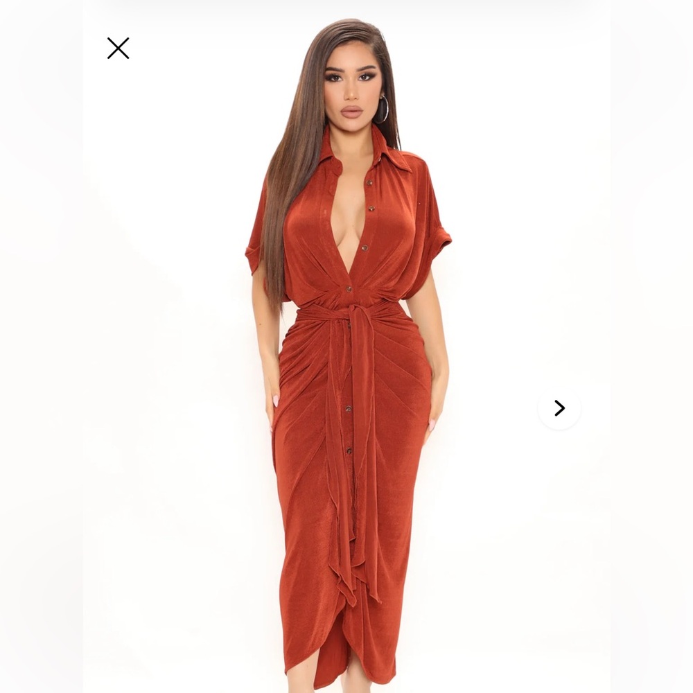 Fashion Nova Rust Midi Dress